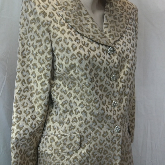 Rickie Freeman Teri Jon Nites Saks Fifth Ave. Metallic Golden Skirt suite - Picture 7 of 9